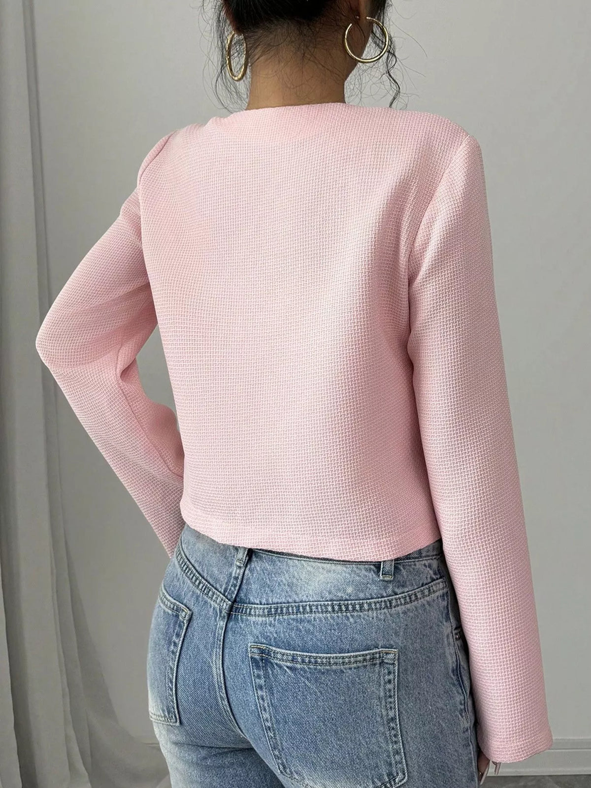 Bow Detail Cropped Outerwear, view 22