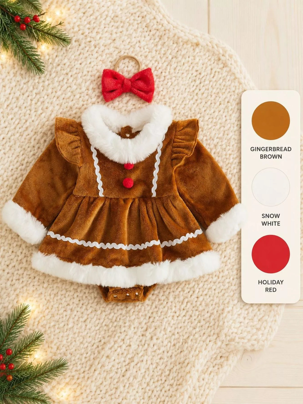 Children's Christmas Bodysuit Dress and Headband Set - Lilixa.store