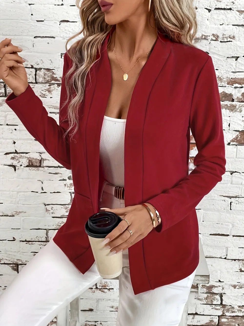 Solid Color Open Front Long Sleeve Cardigan - Lilixa.store