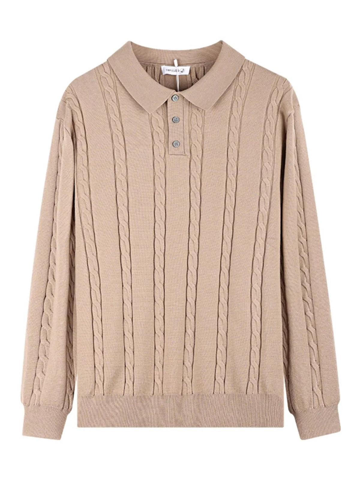 Men's Plus Size Cable-Knit Polo Collar Sweater - Lilixa.store