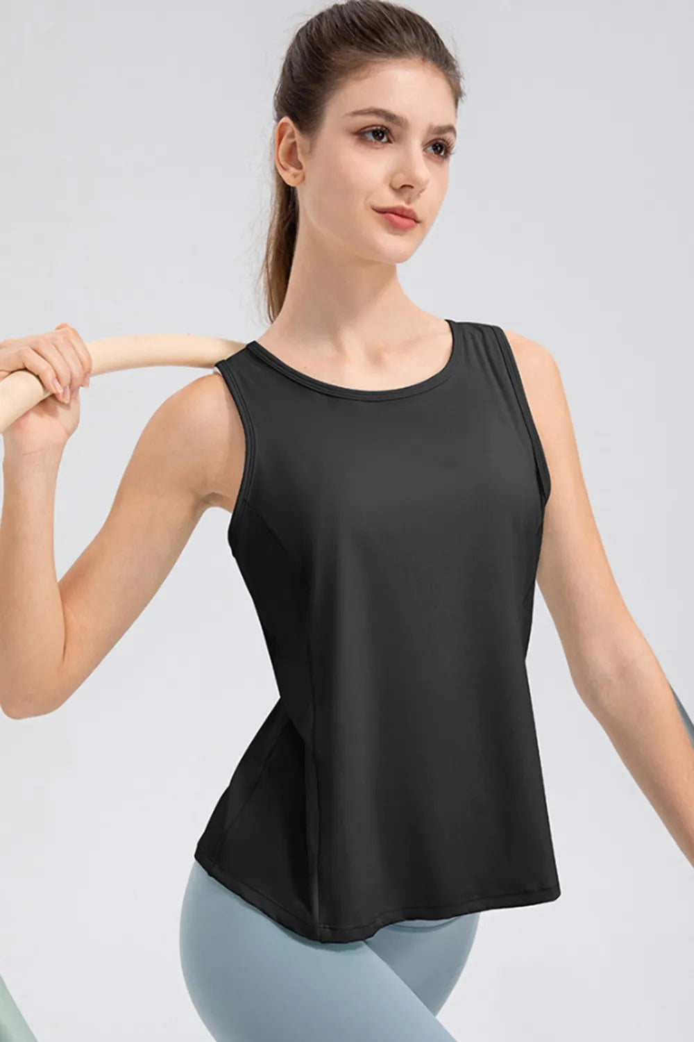 Wide Strap Round Neck Active Tank - Lilixa.store