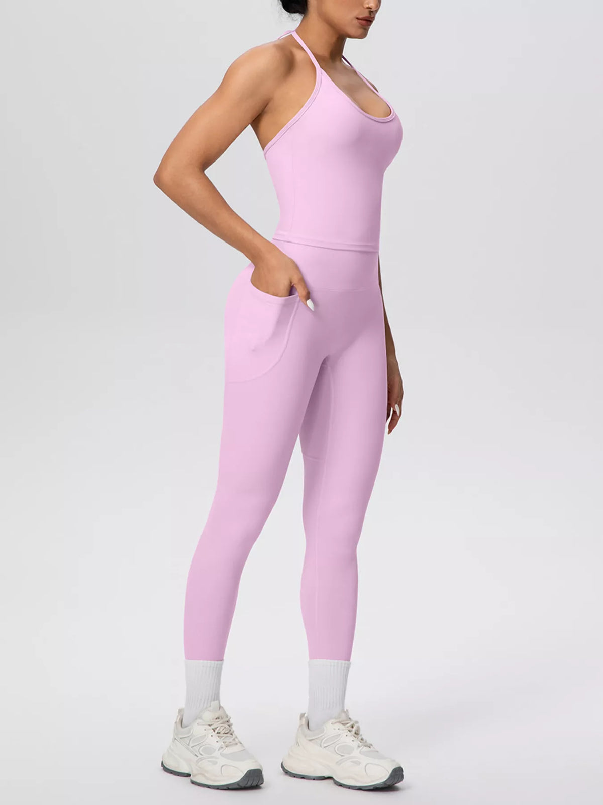 Halter Neck Cami and High-Waisted Leggings Active Set - Lilixa.store