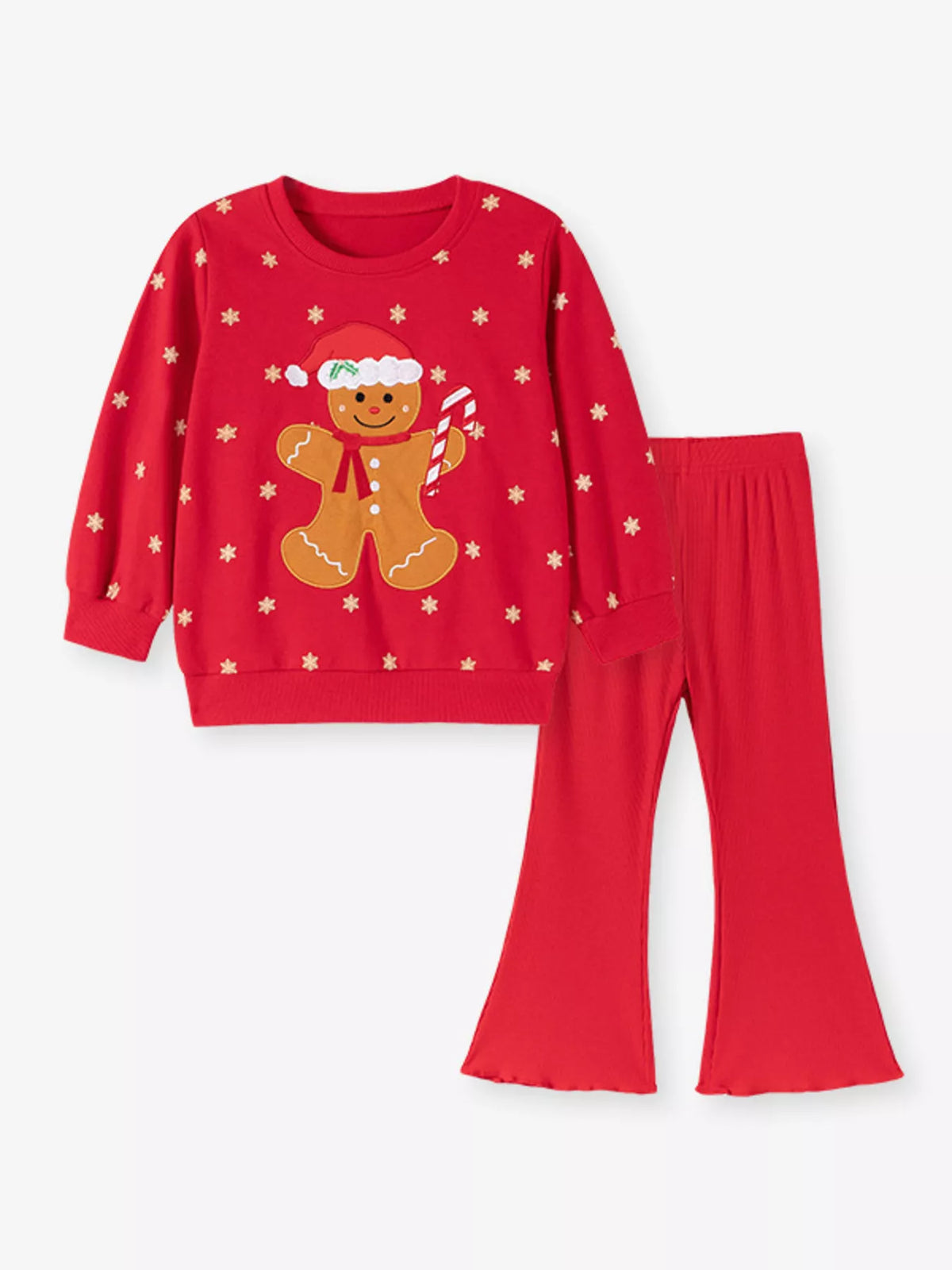 Children's Gingerbread Man Graphic Sweatshirt and Flared Pants Set - Lilixa.store