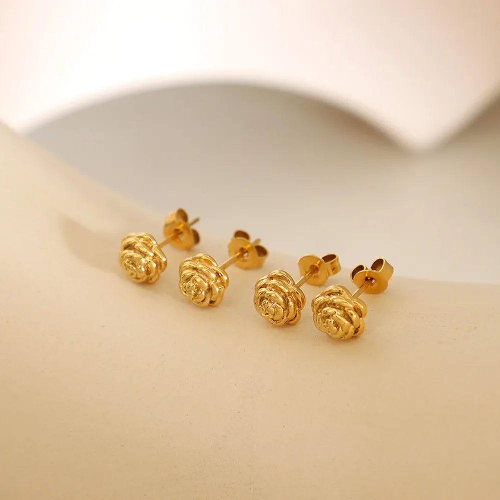Titanium Steel Rose Stud Earrings - Lilixa.store