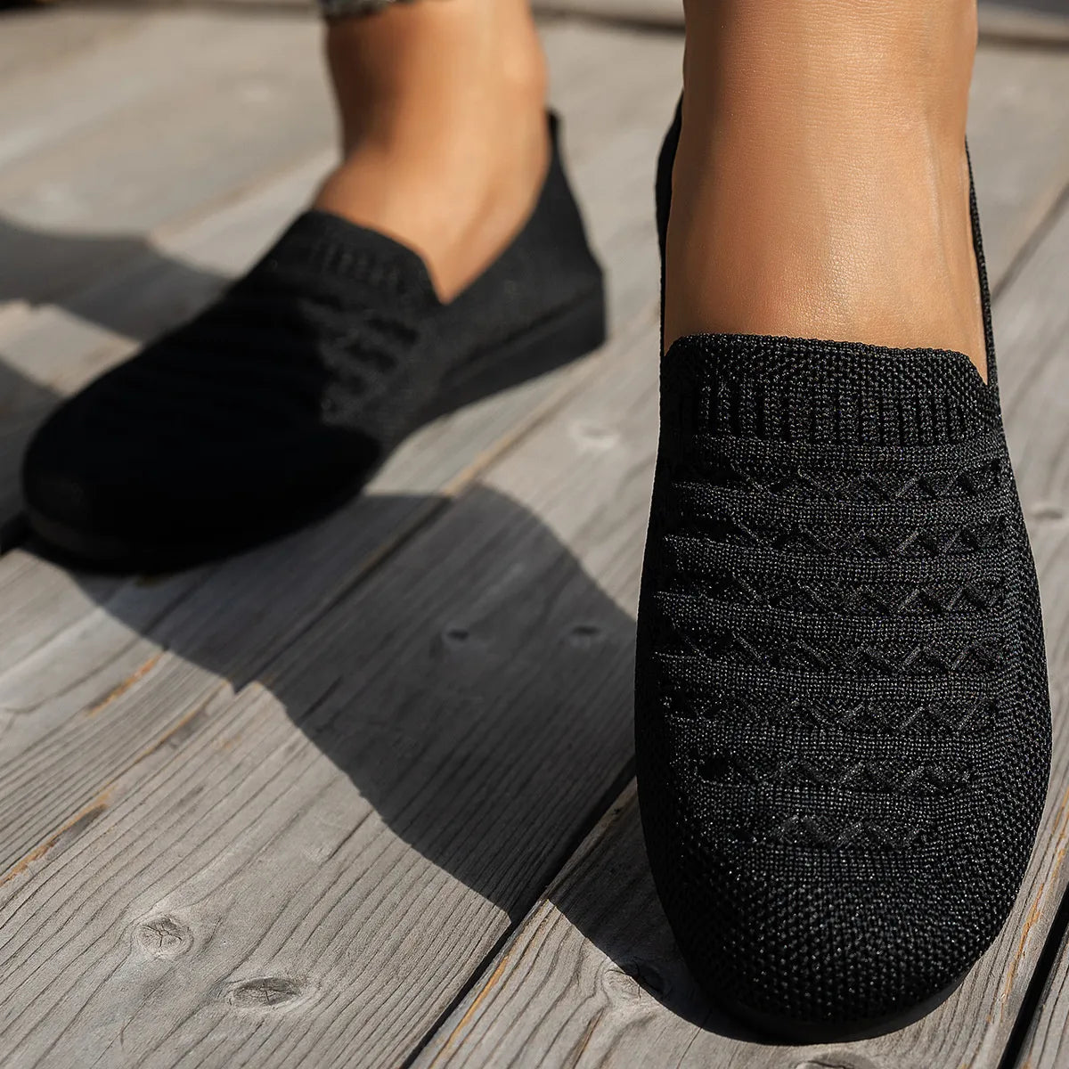Breathable Knit Slip-On Loafers, view 3