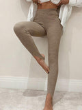 Ribbed Mid Waist Leggings - Lilixa.store