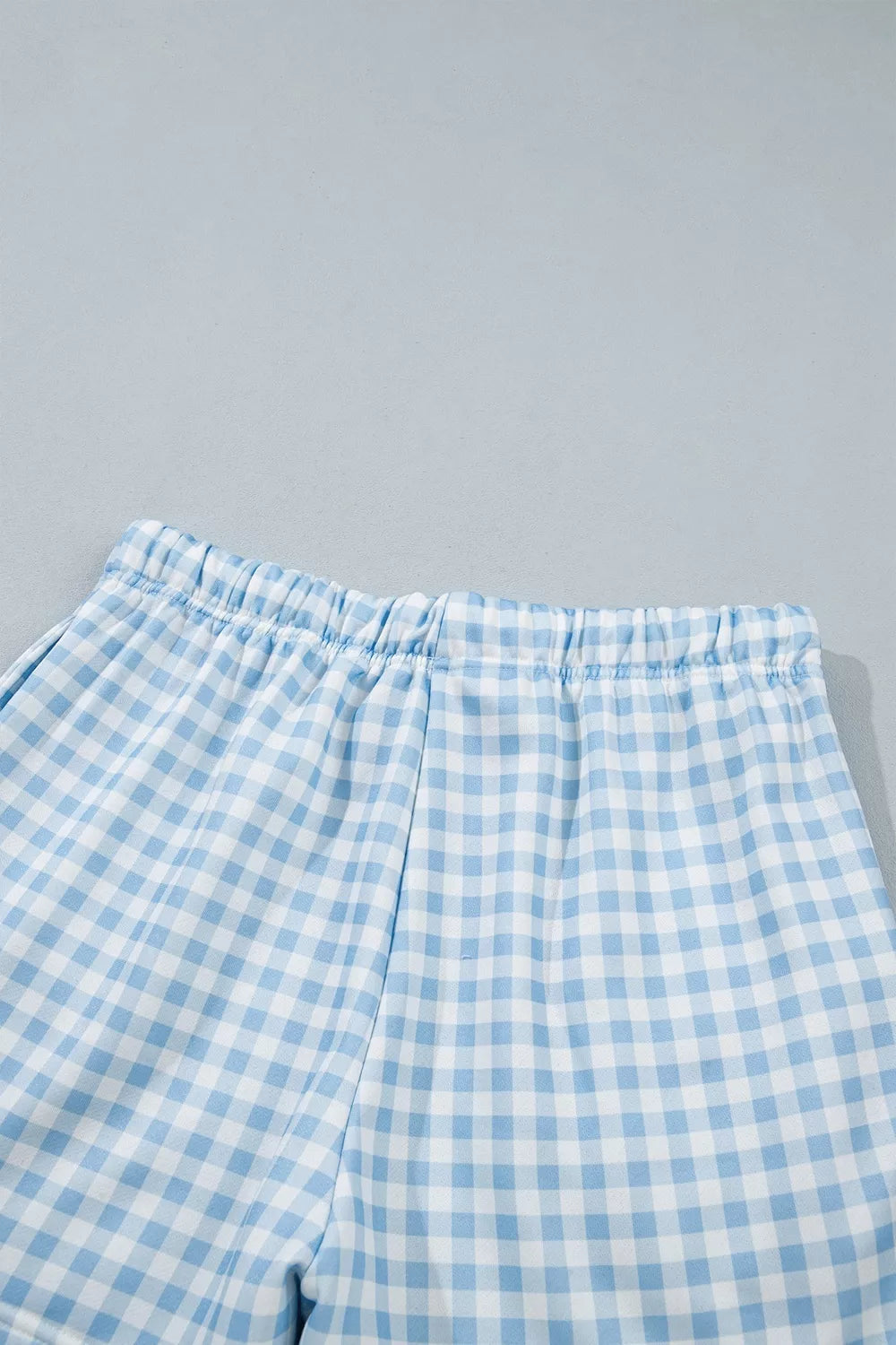 Gingham Long Sleeve Sweatshirt and Shorts Set