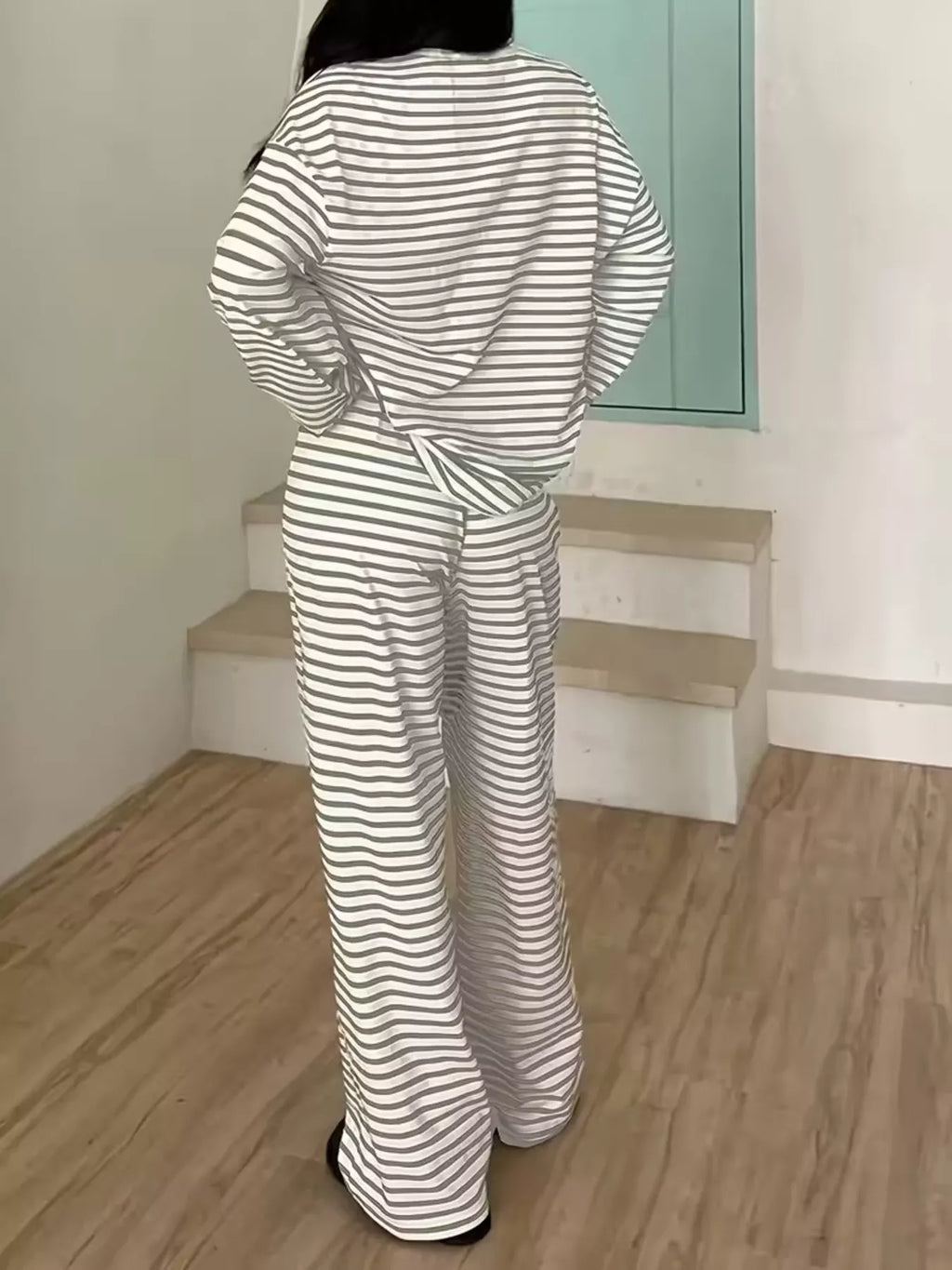 Striped Long Sleeve Top and Pants Set - Lilixa.store