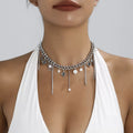 Tassel Star‑Moon Synthetic Pearl Pendant Choker – image 1 | Lilixa Spooky Season