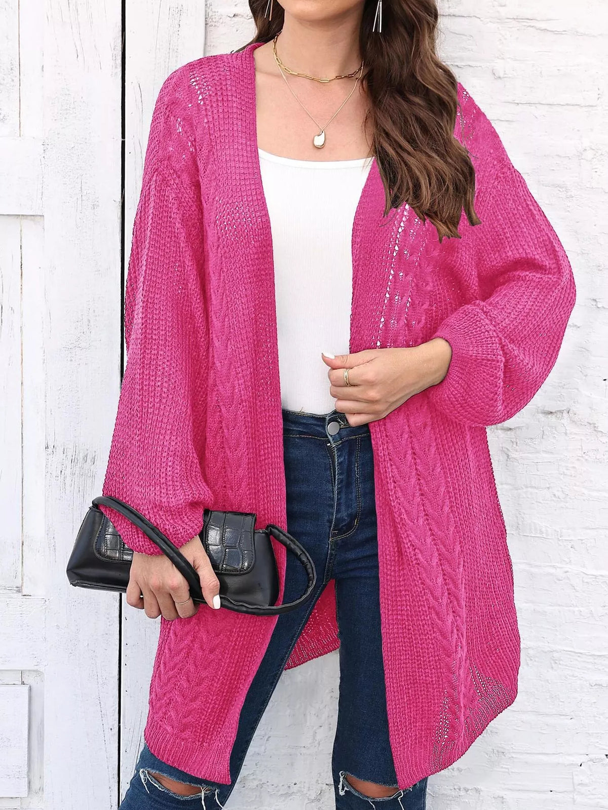 Open Front Long Sleeve Cardigan - Lilixa.store