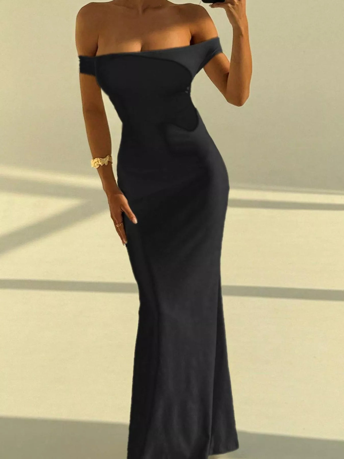 Backless Off-Shoulder Bodycon Mermaid Maxi Dress - Lilixa.store