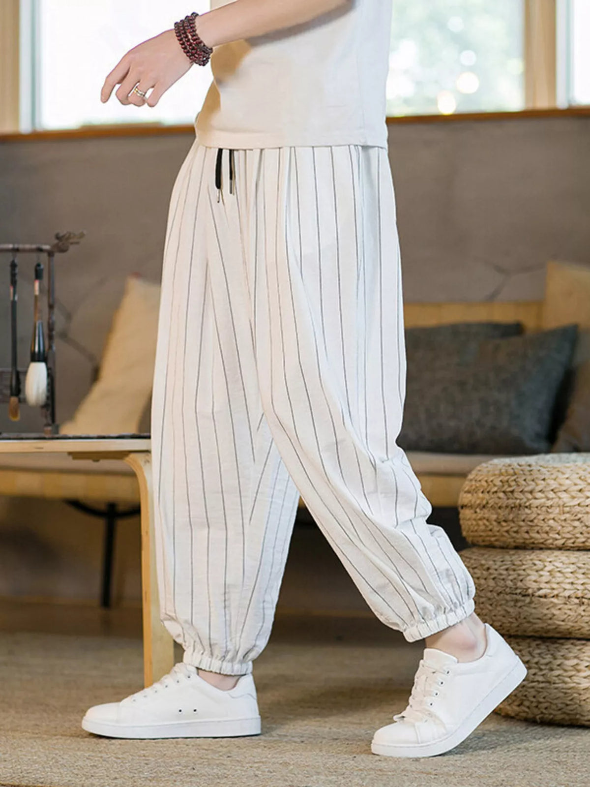 Men's Plus Size Striped Harem Pants, view 2