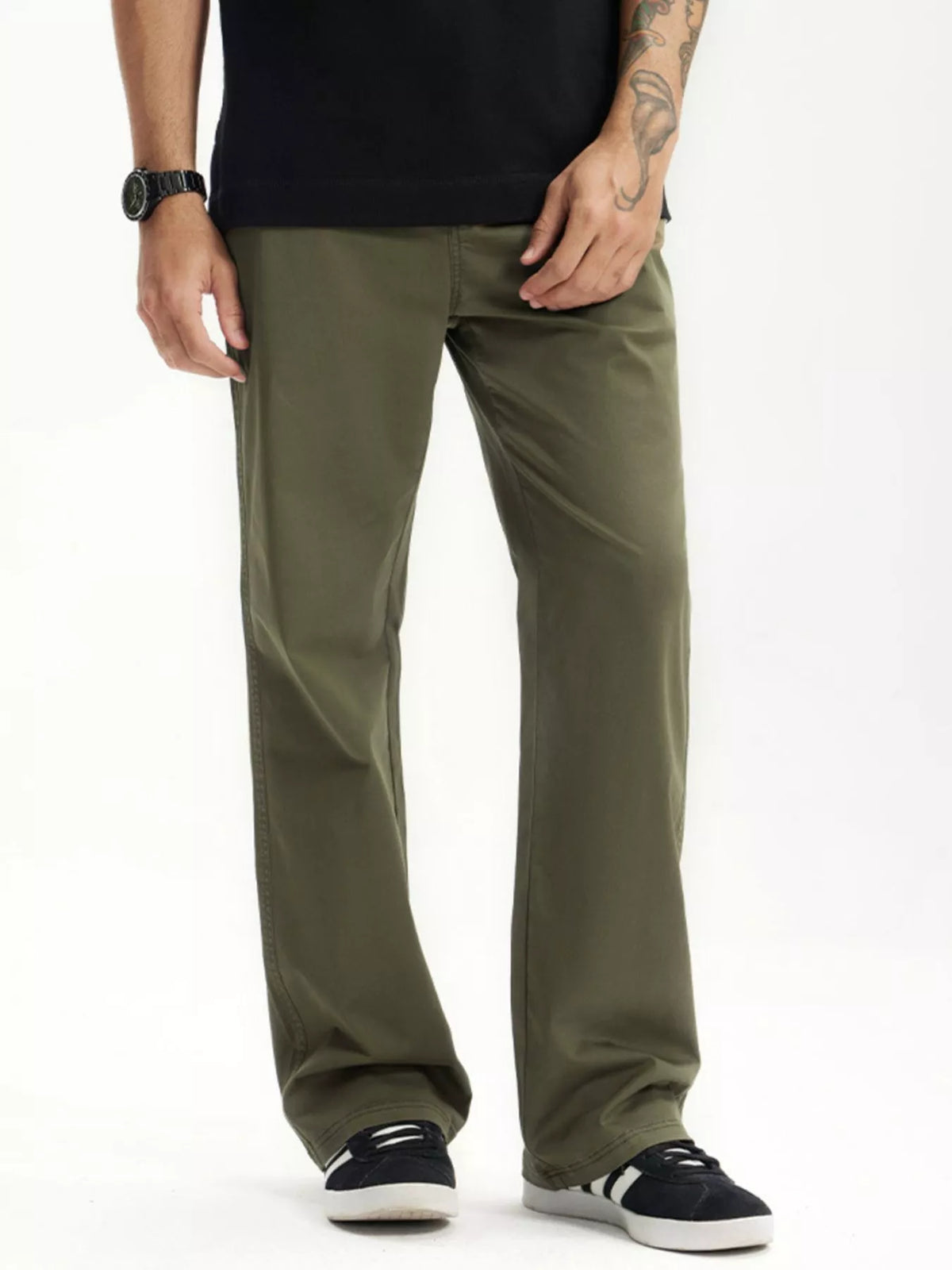 Men's Loose Fit Pants in Olive Green