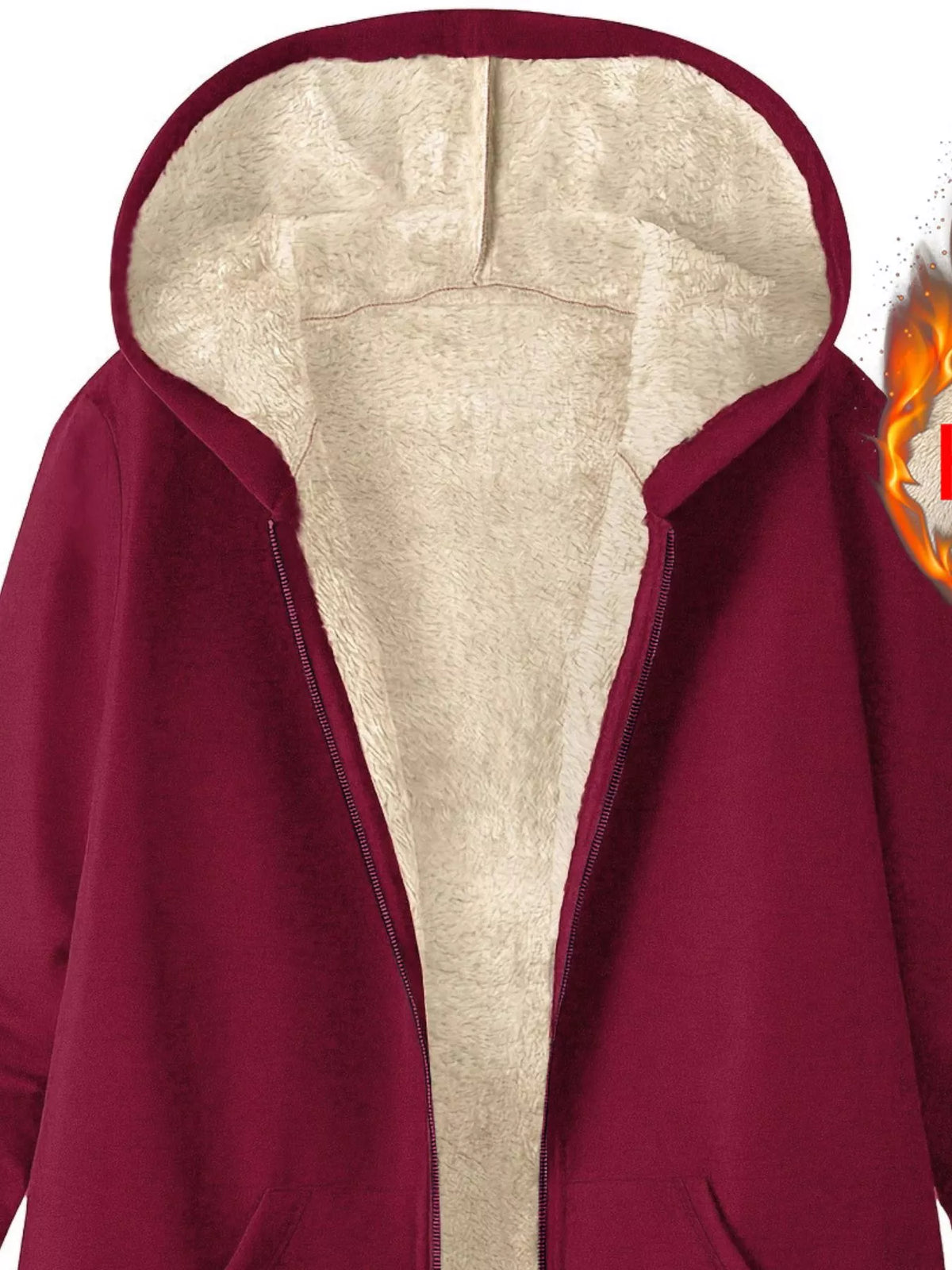 Fleece-Lined Zip Up Hooded Outerwear - Lilixa.store