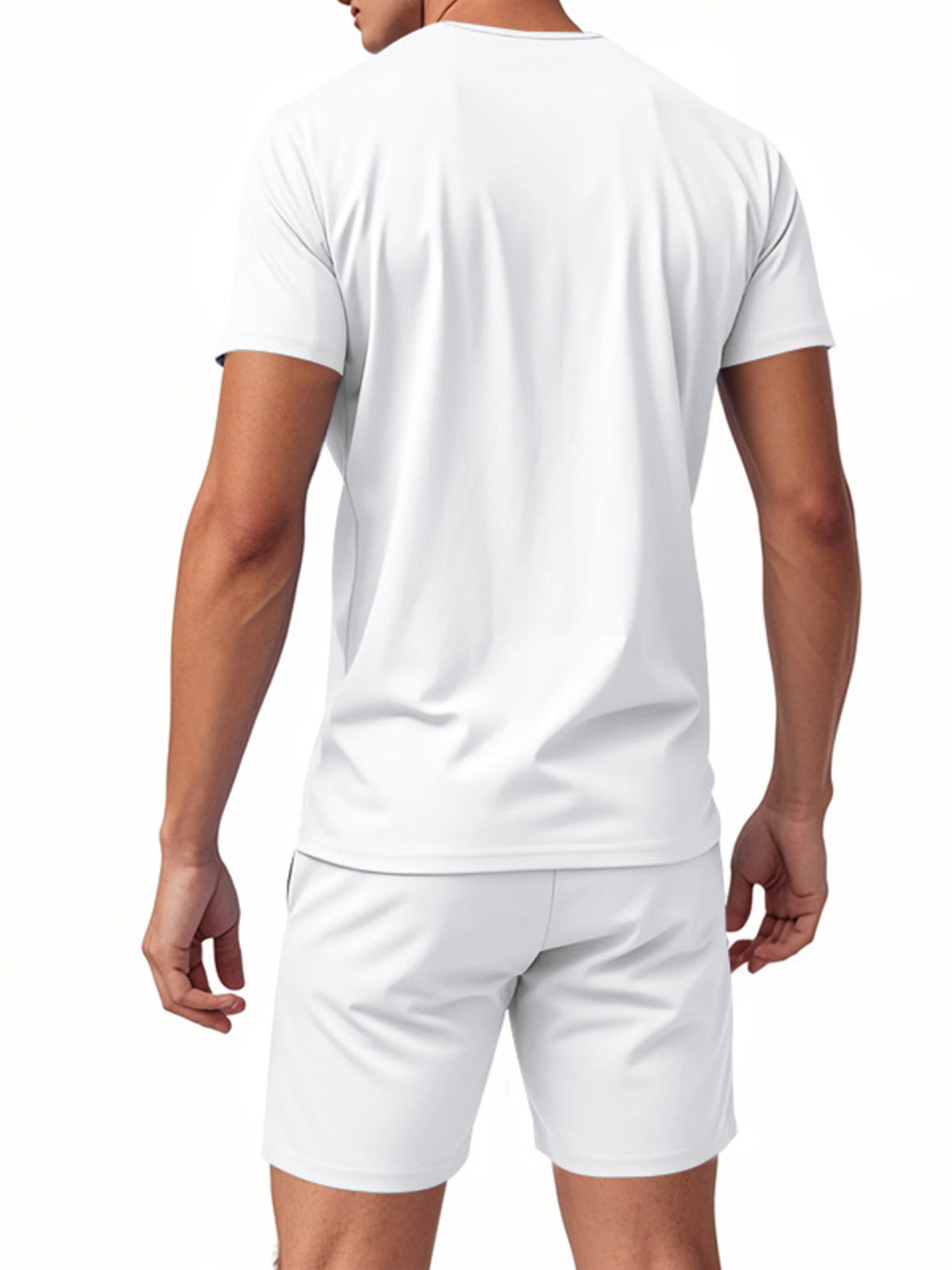 Men's Full Size V-Neck Short Sleeve T-Shirt and Shorts Set Plus Size - Lilixa.store