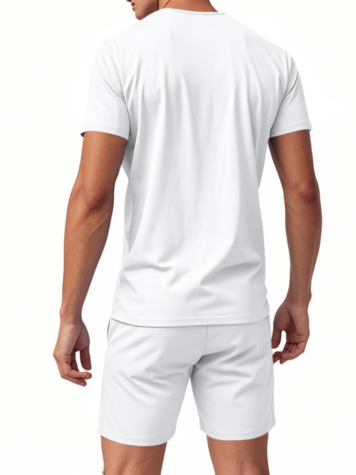 Men's Full Size V-Neck Short Sleeve T-Shirt and Shorts Set Plus Size - Lilixa.store