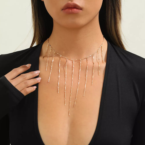 18K Gold-Plated Tassel Waterfall Necklace - Lilixa.store