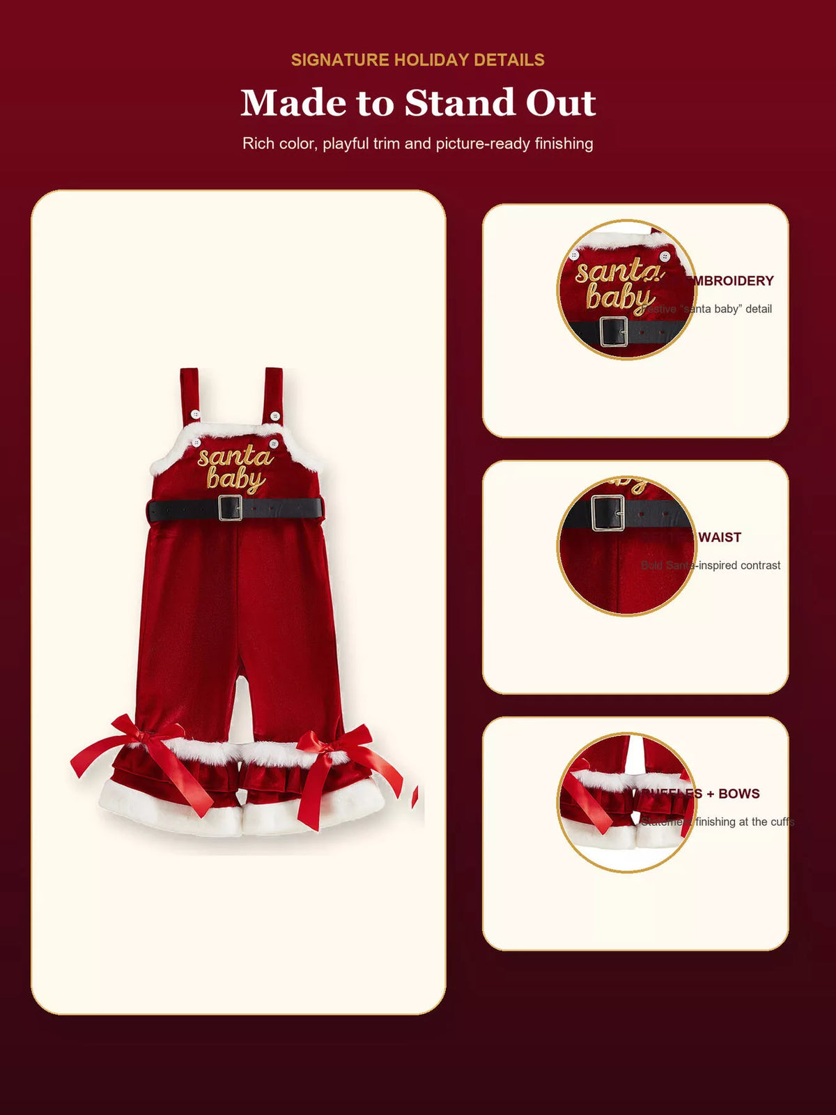 Children's Santa Baby Velvet Christmas Overalls - Lilixa.store