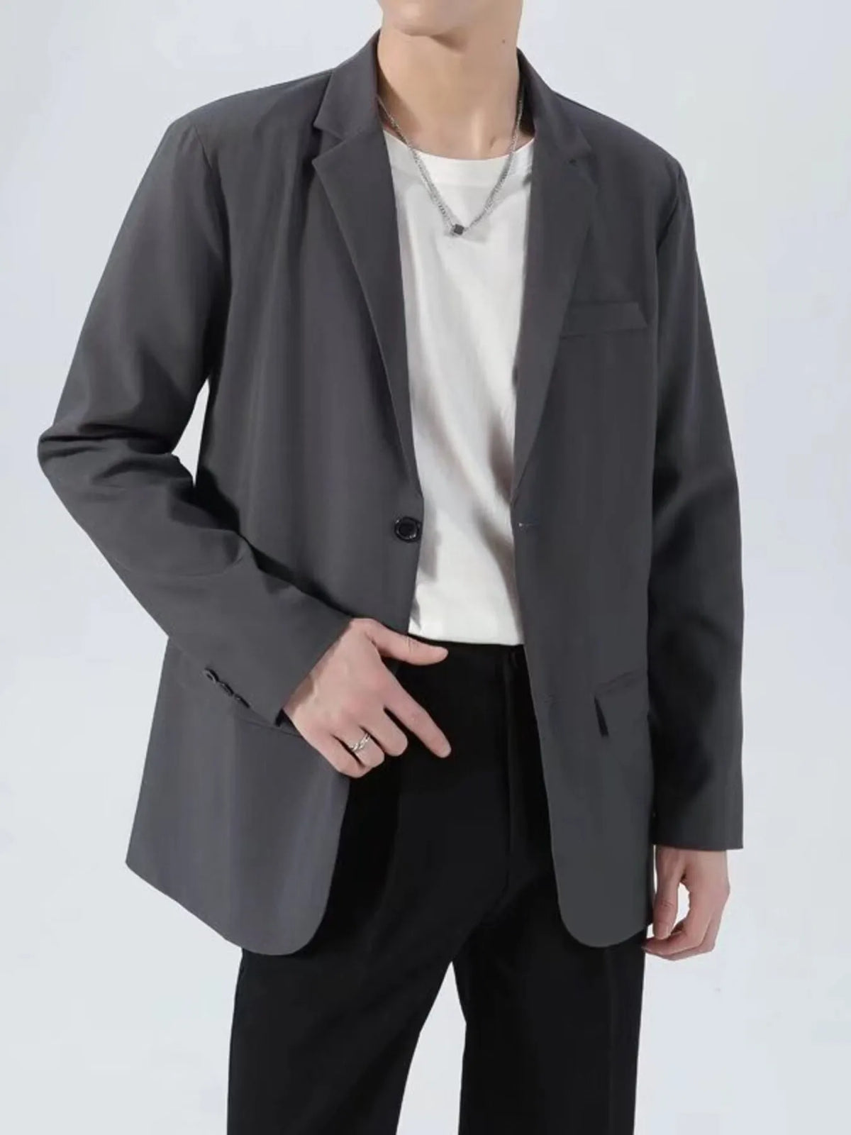 Men's Plus Size Classic Fit Two-Button Blazer - Lilixa.store
