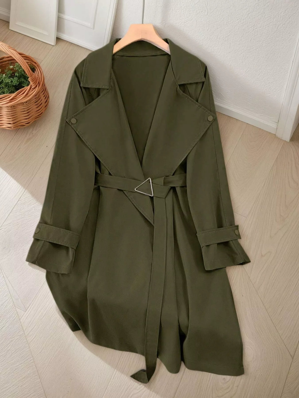 Lapel Collar Longline Trench Coat - Lilixa.store