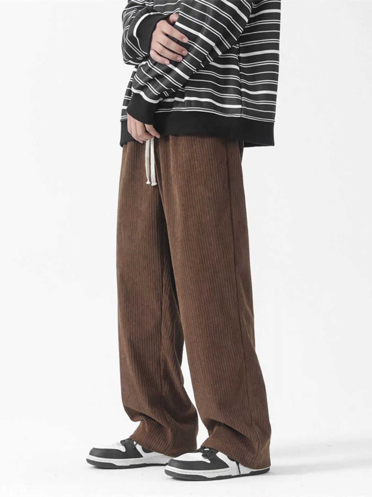 Men's Full Size Drawstring Wide Leg Corduroy Pants Plus Size, view 2