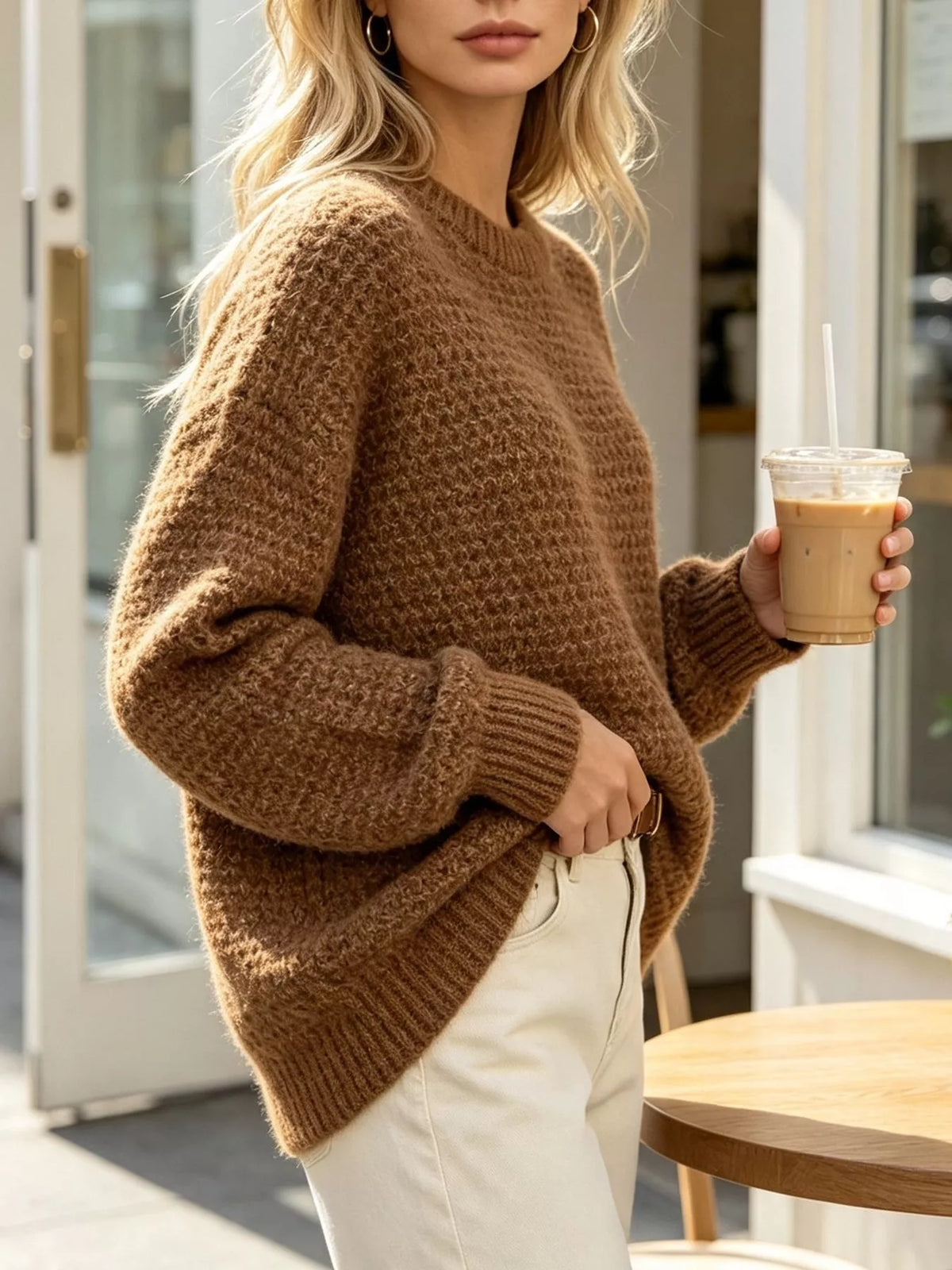 Round Neck Drop Shoulder Sweater, view 22