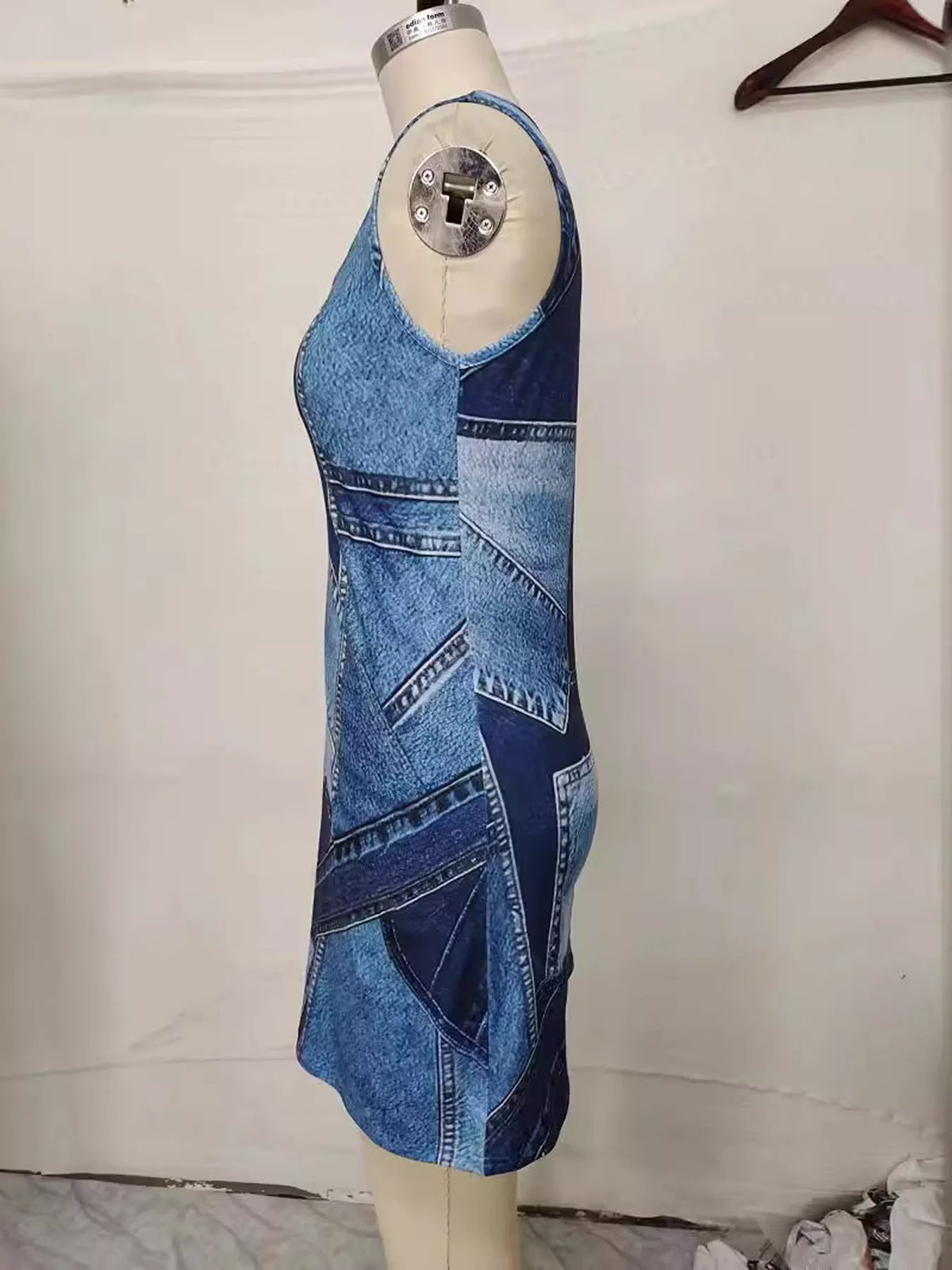 Patchwork Denim Sleeveless Dress - Lilixa.store