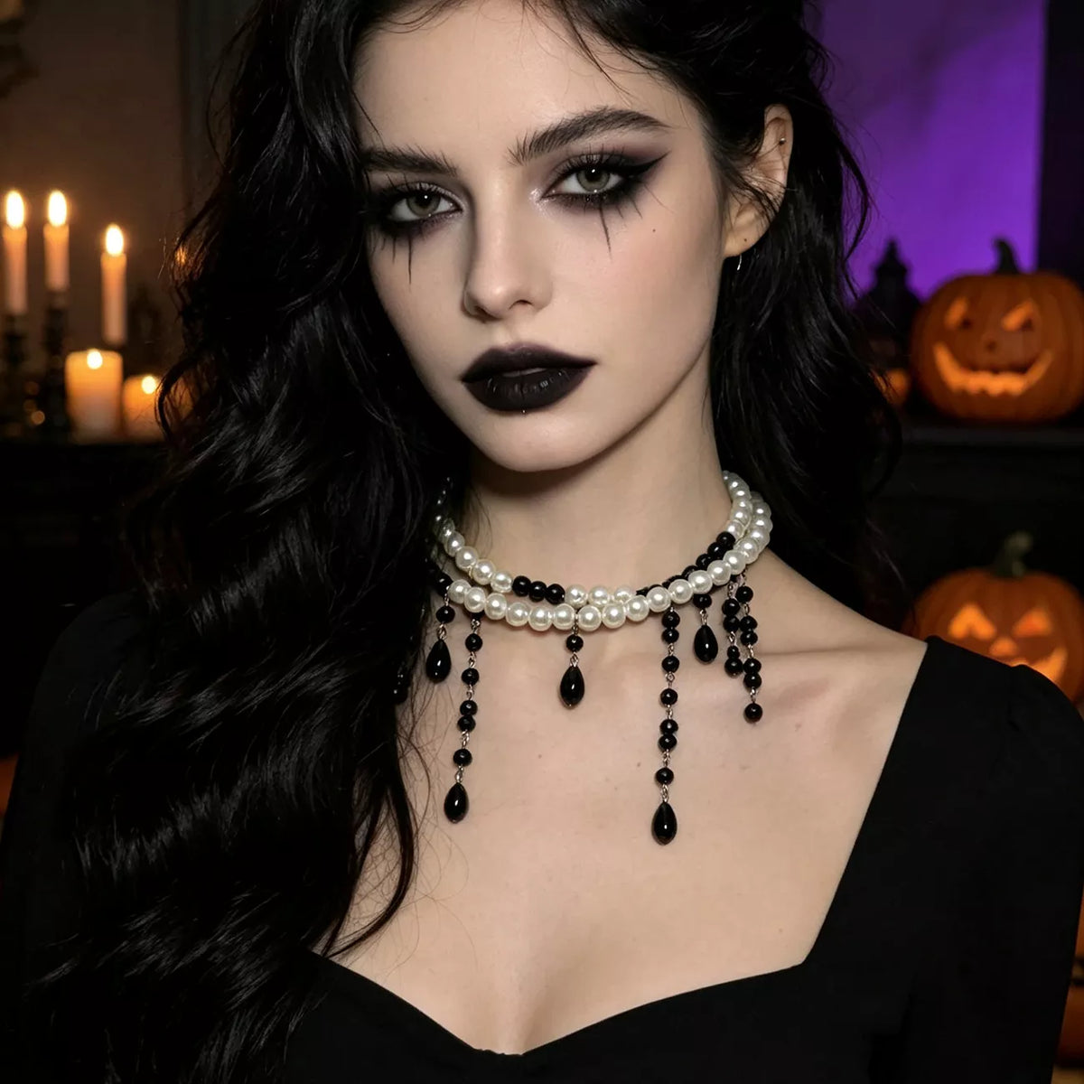 Halloween Pearl Double Layered Choker Necklace - Lilixa.store