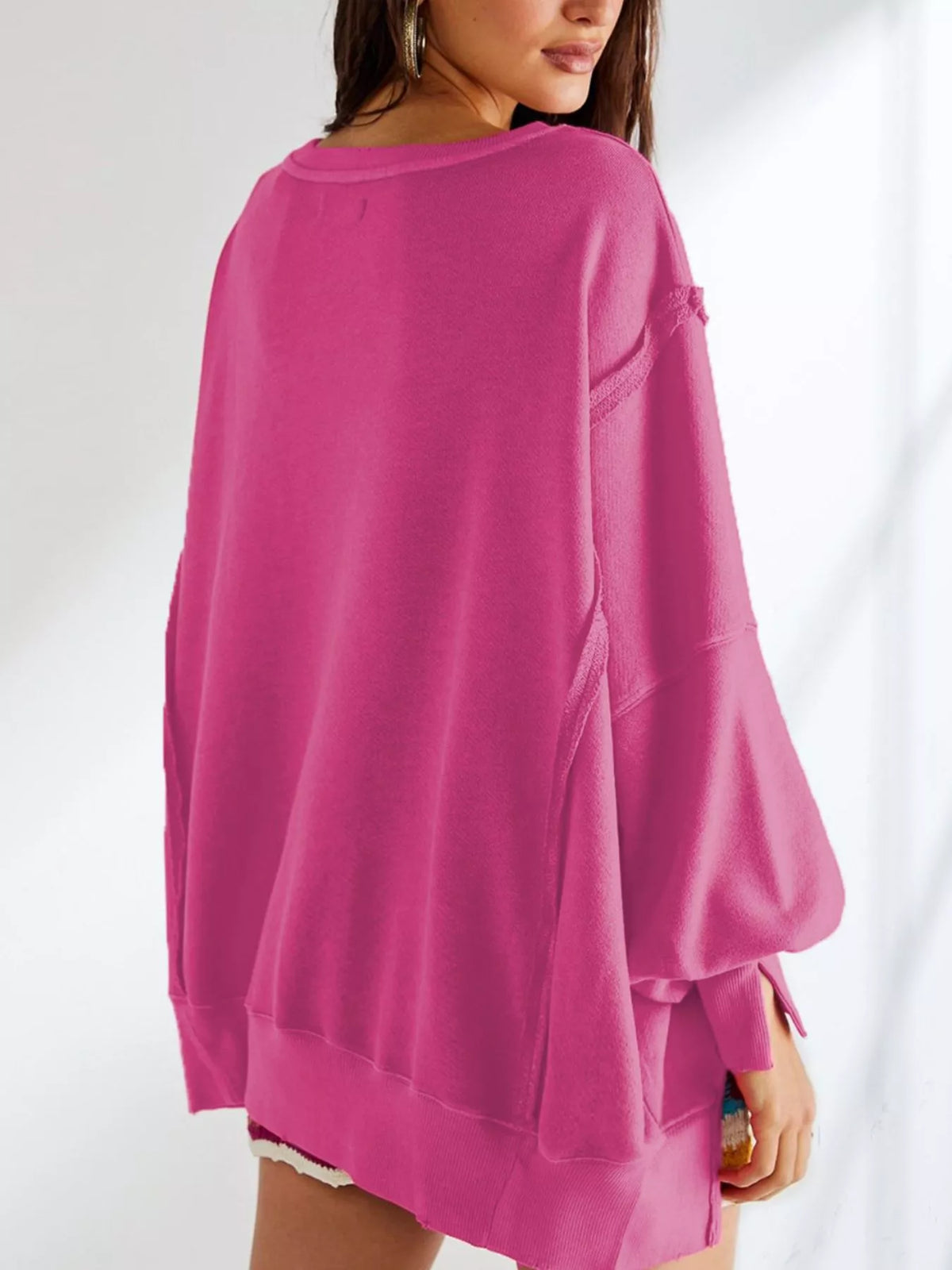 Oversized Relaxed Fit Crew Neck Sweatshirt, view 4