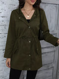 Hooded Drawstring Waist Casual Outerwear - Lilixa.store