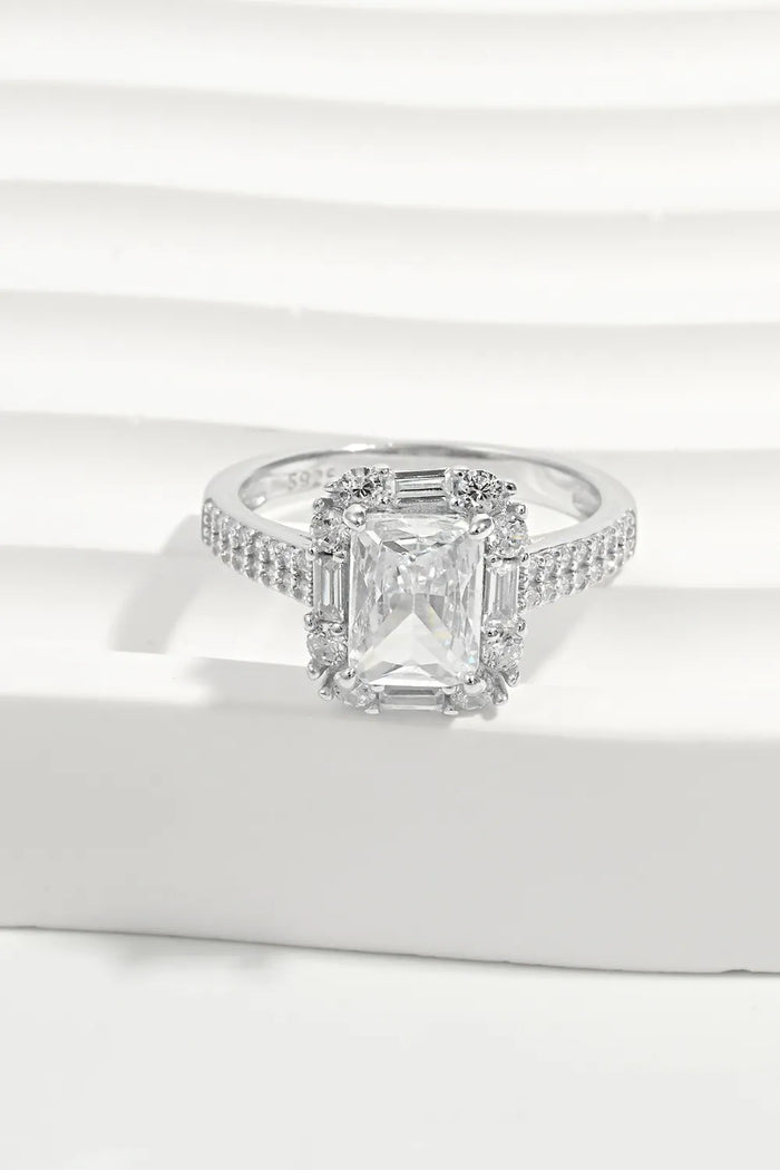 925 Sterling Silver Inlaid Zircon Square Ring - Lilixa.store