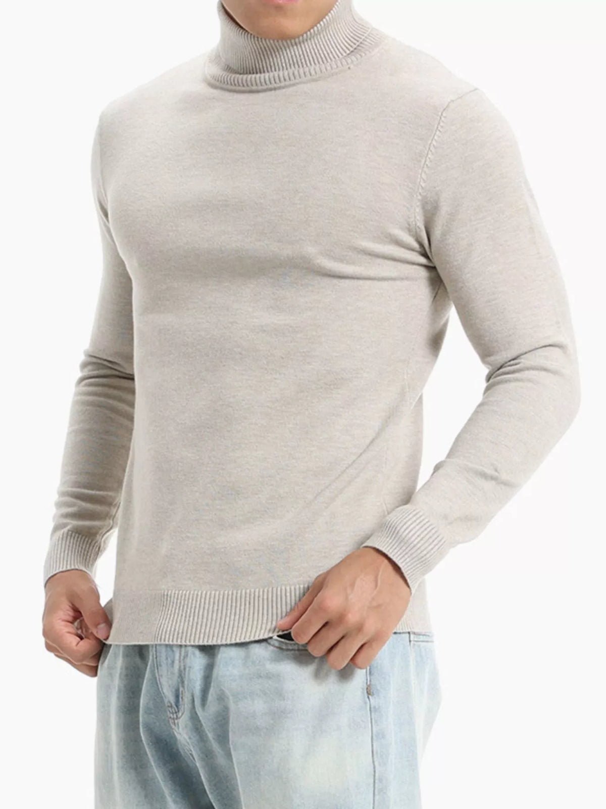 Men's Plus Size Slim-Fit Turtleneck Sweater - Lilixa.store
