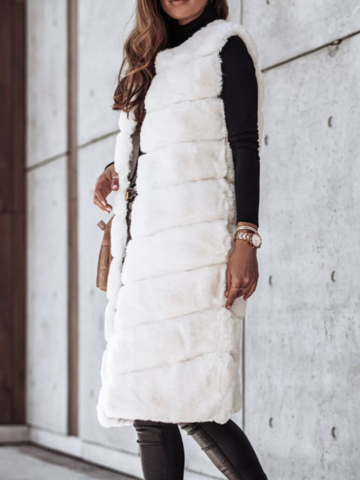 Faux Fur Longline Vest Coat - Lilixa.store