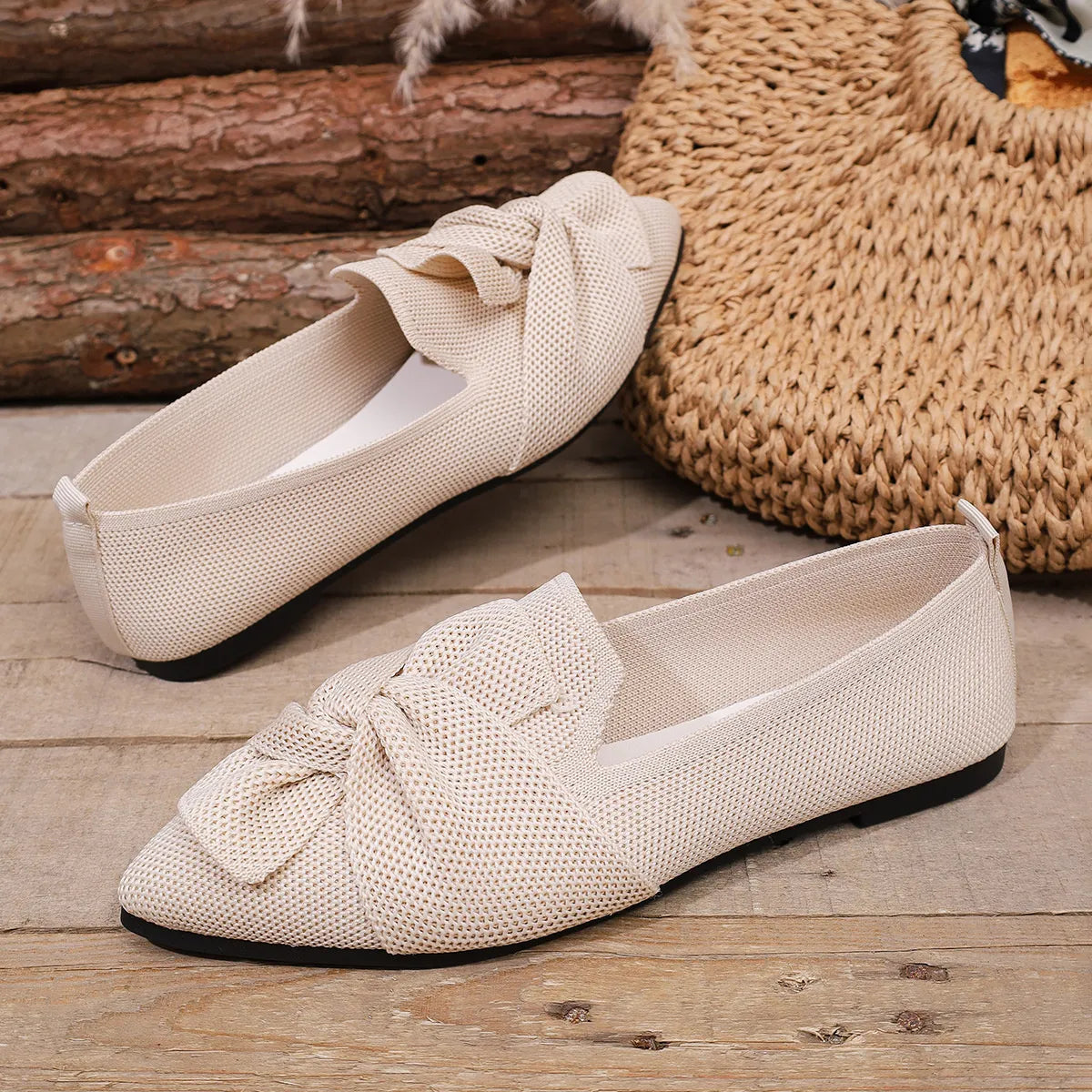 Bow Point Toe Flats Slip-Ons, view 13