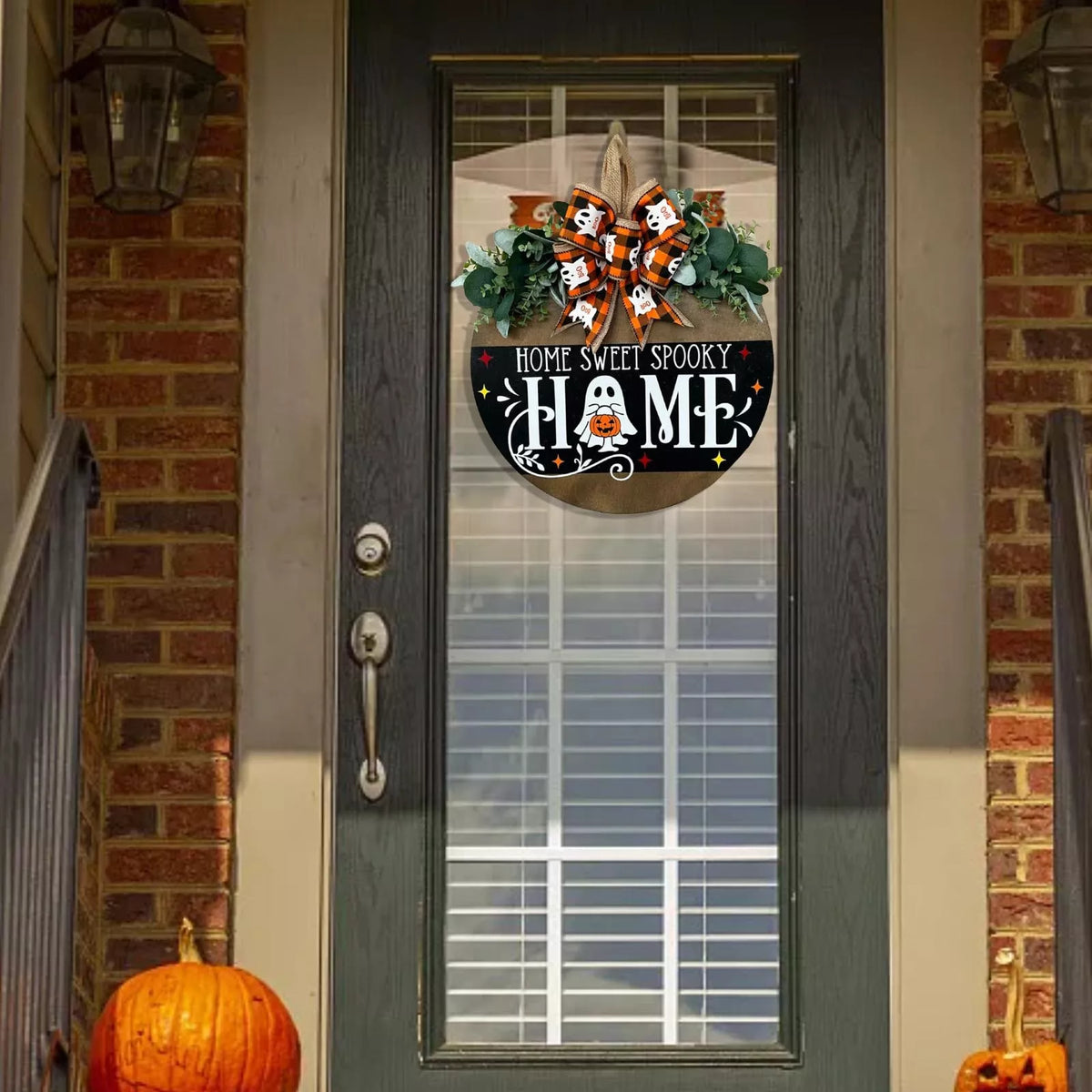 Halloween Decorative Wooden Hanger with Ghost Bow - Lilixa.store