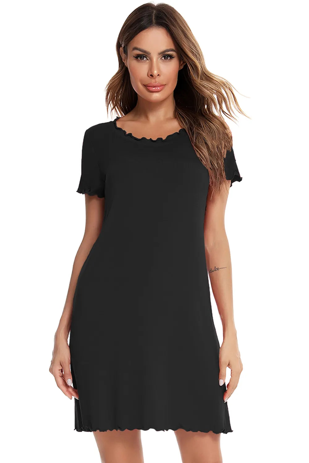 Round Neck Short Sleeve Lounge Dress - Lilixa.store