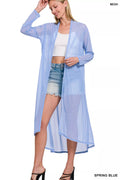 Zenana Mesh Open Front Cardigan - Lilixa.store