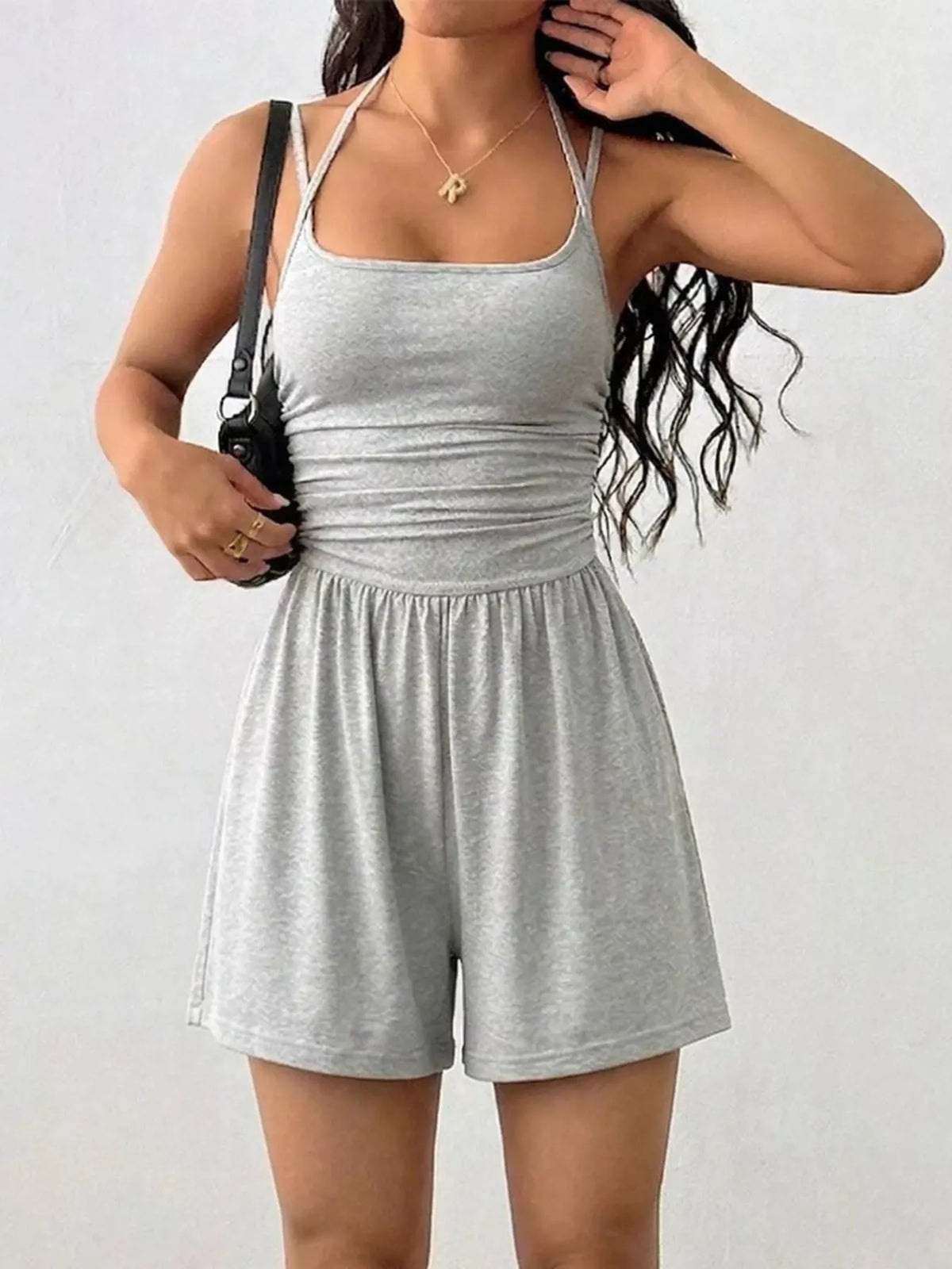Ruched Spaghetti Strap Romper - Lilixa.store
