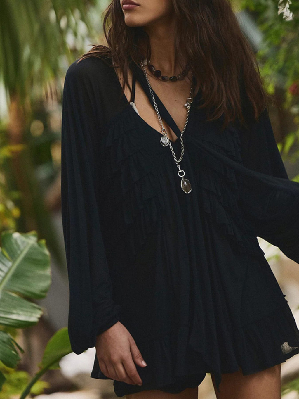 Sheer Ruffle Trim Beach Cover-Up - Lilixa.store