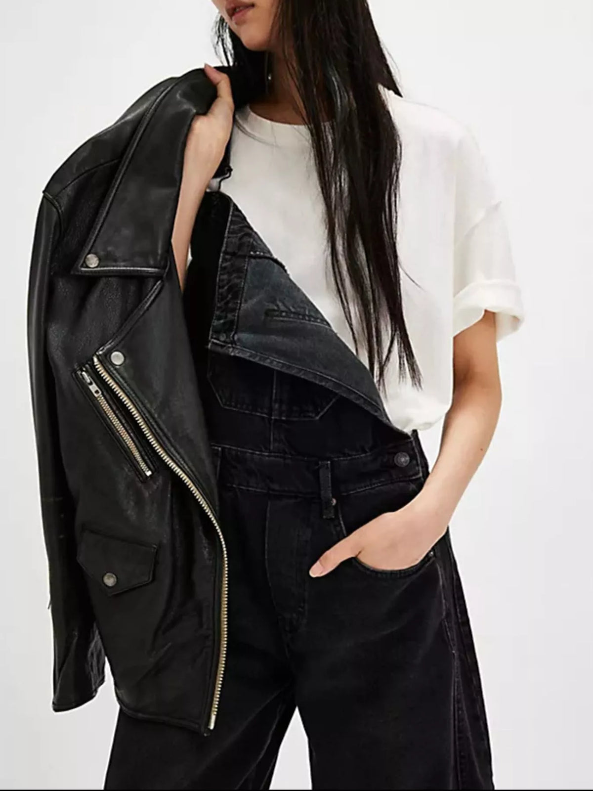 Wide Strap Wide Leg Denim Overalls, view 9