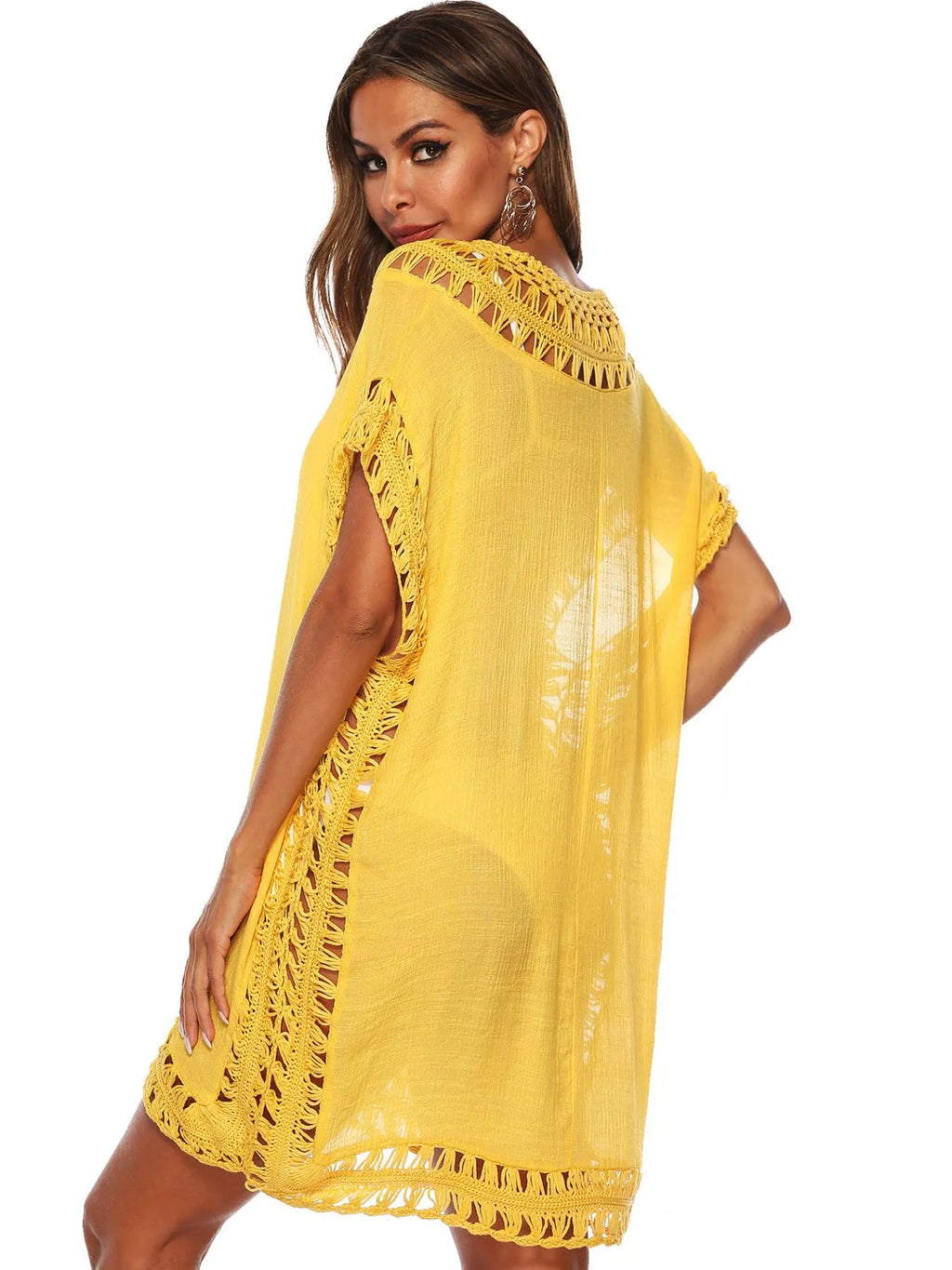 Crochet Trim V-Neck Cover-Up Dress - Lilixa.store