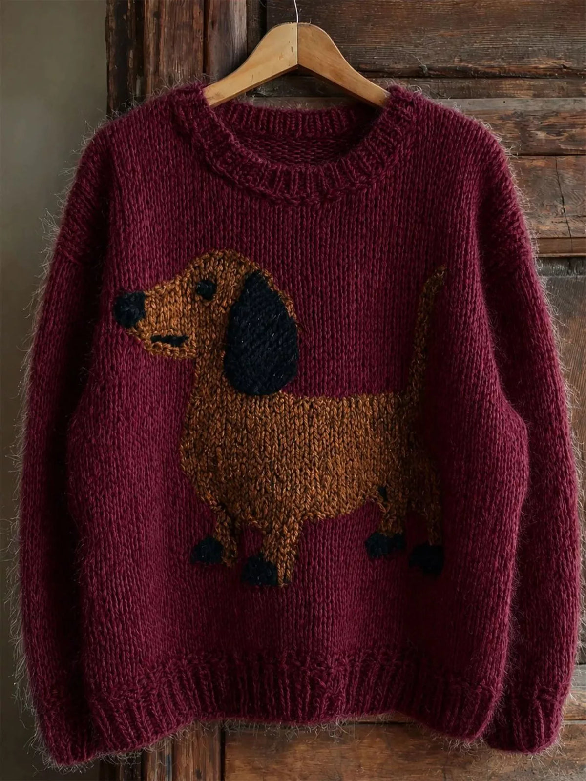 Dachshund Dropped Shoulder Sweater - Lilixa.store