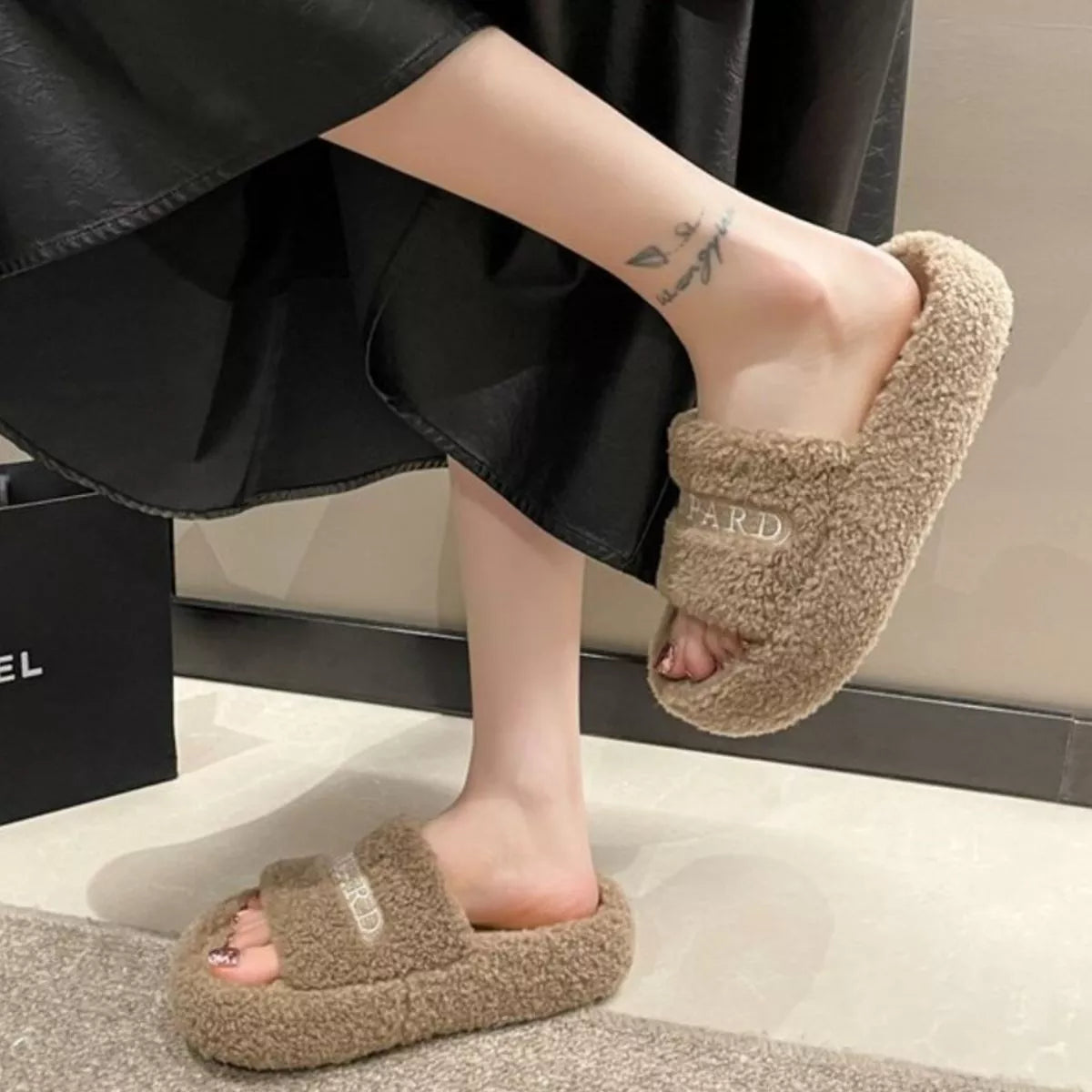 Fuzzy Plush Open Toe Slippers - Lilixa.store
