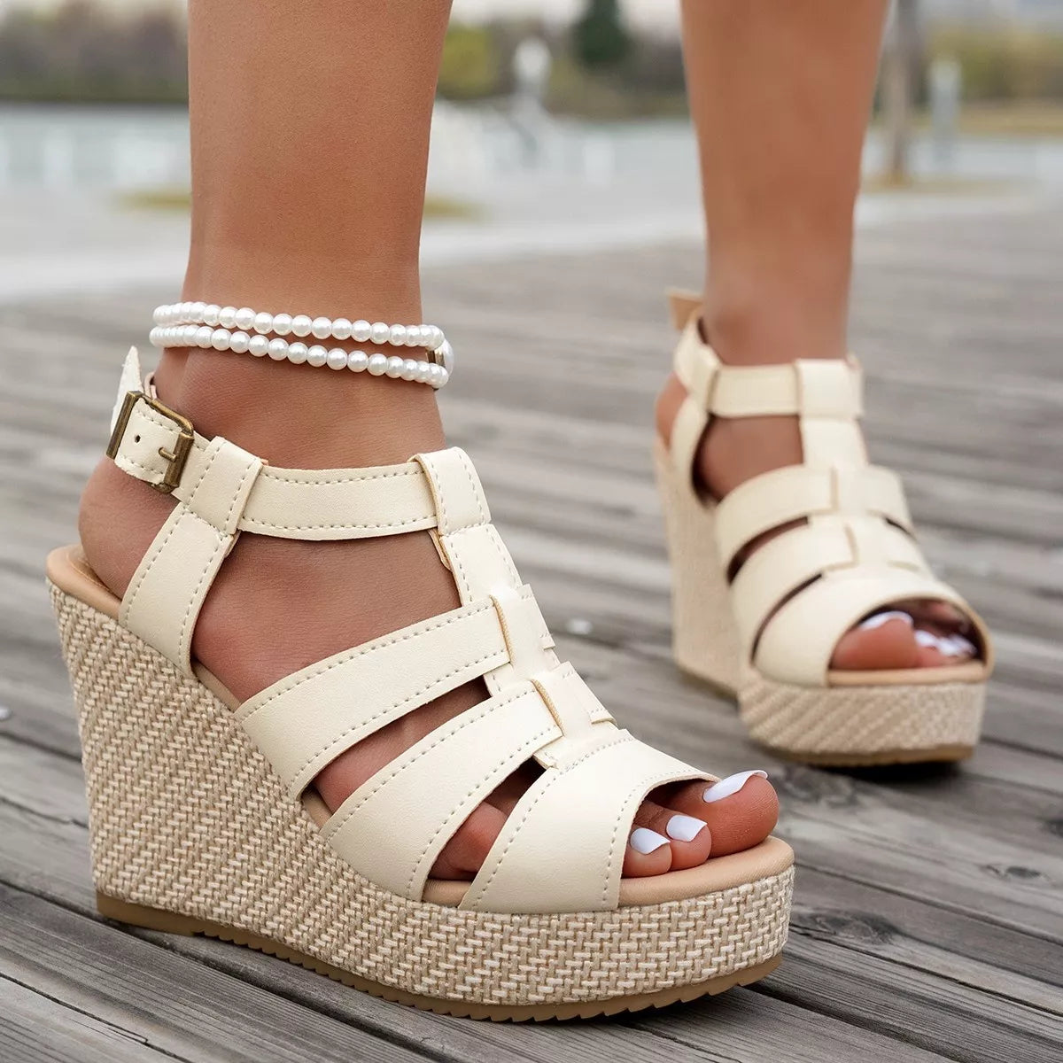 Open Toe Wedge Sandals - Lilixa.store
