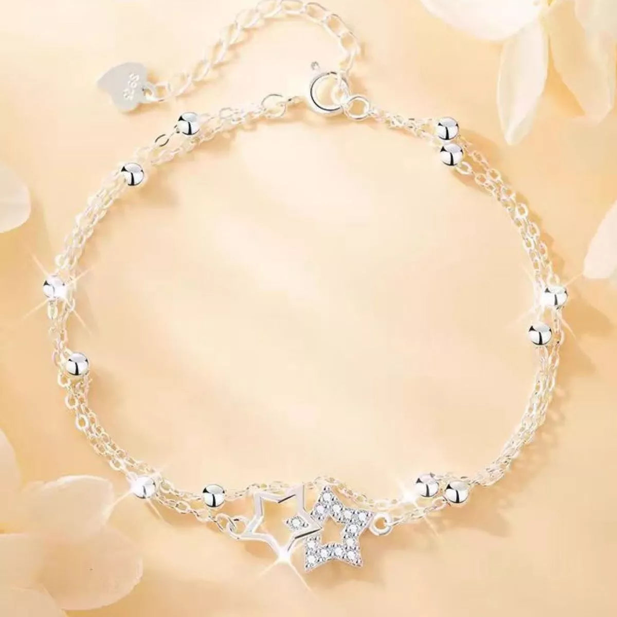 925 Sterling Silver Zircon Star Chain Bracelet - Lilixa.store