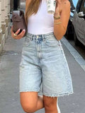 High-Waisted Raw Hem Denim Shorts - Lilixa.store