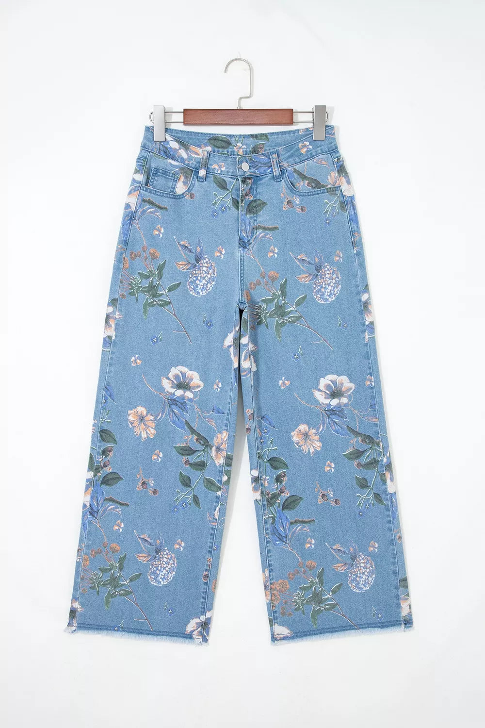 Floral Print Wide-Leg Jeans - Lilixa.store