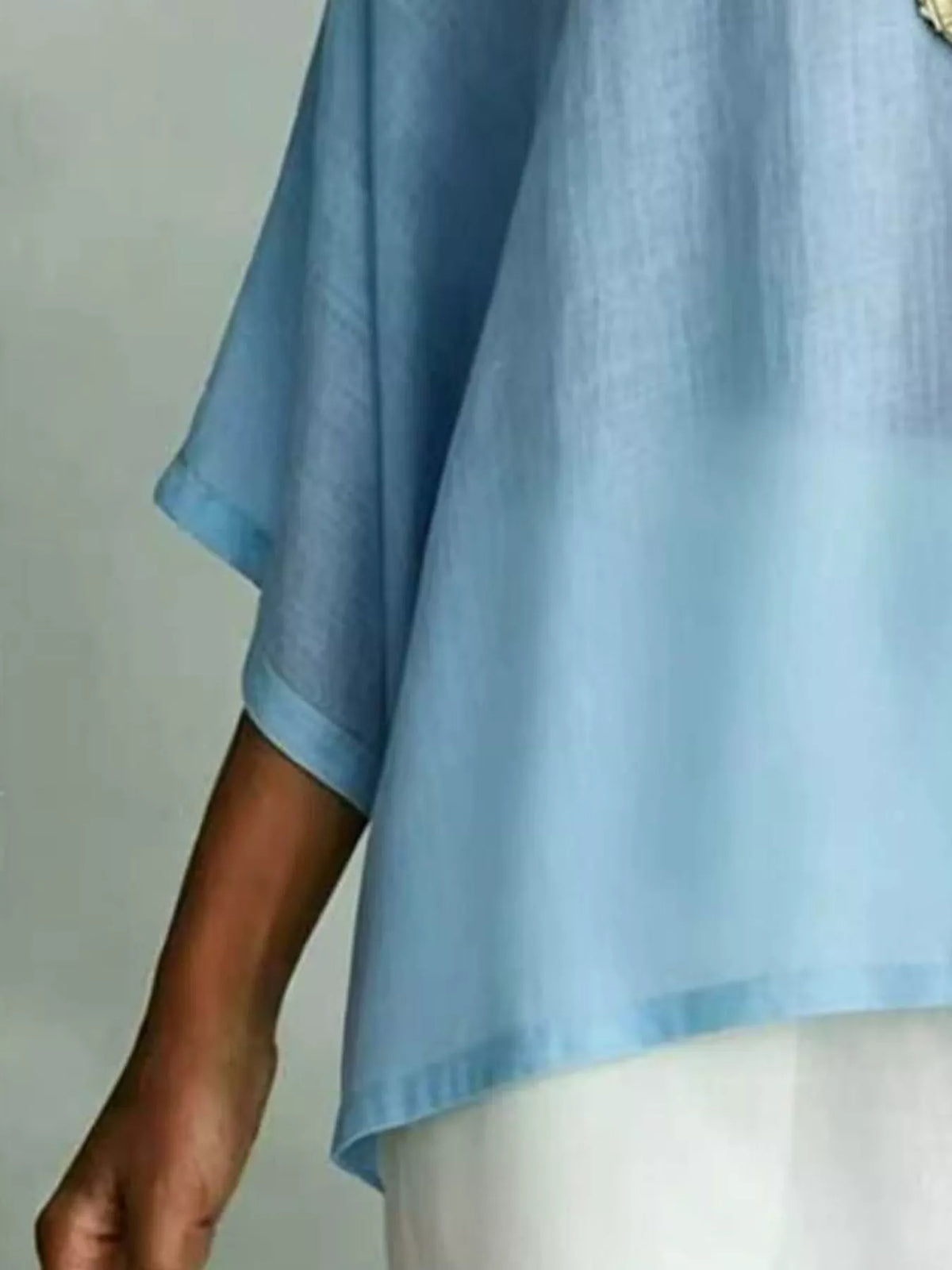 Full Size V-Neck Loose Fit T-Shirt Plus Size