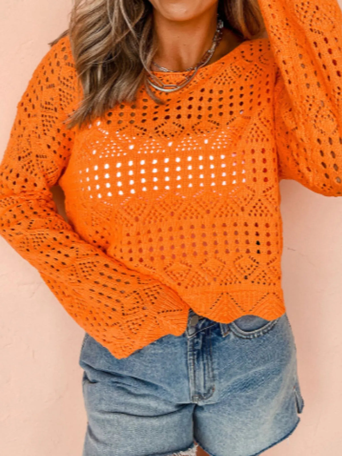 Crochet Boat Neck Knit Cover Up - Lilixa.store