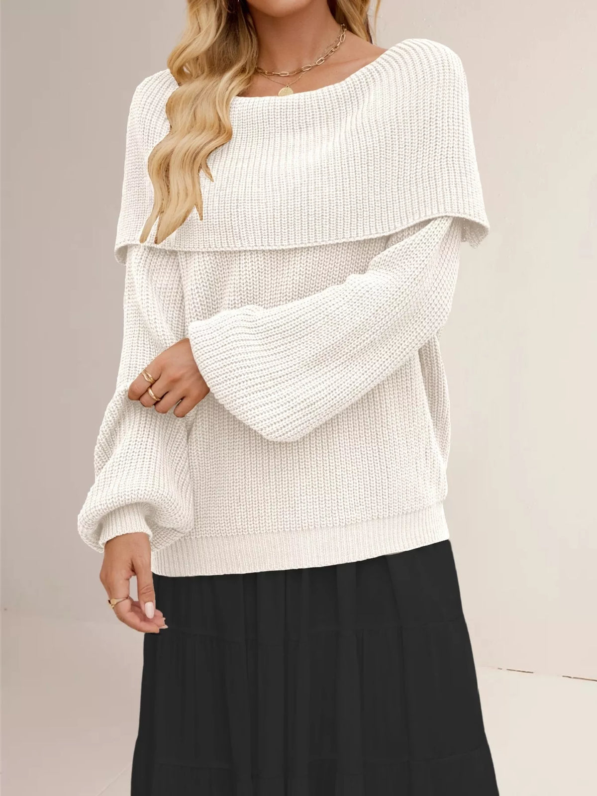 Off-Shoulder Long Sleeve Sweater